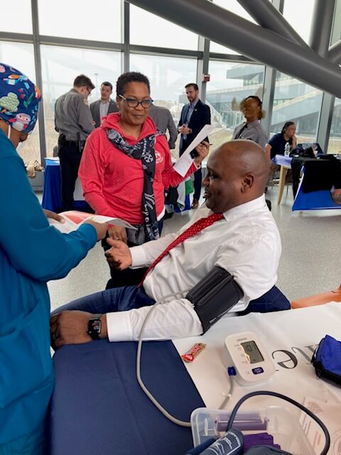 Man having his blood pressure checked
