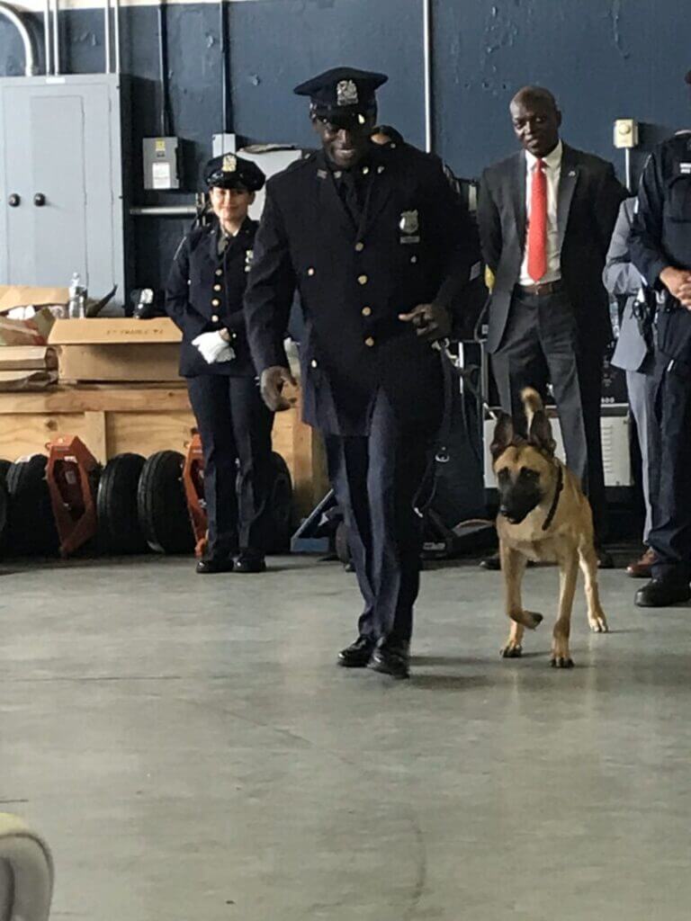 Police officer with a K9 dog